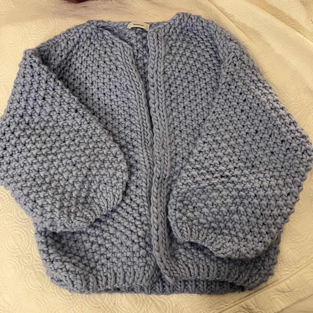 Maiami pearl pattern big cardigan - blue